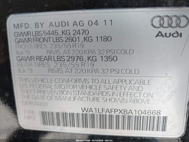 2011 AUDI Q5 WA1LFAFPXBA104668 Photo 8
