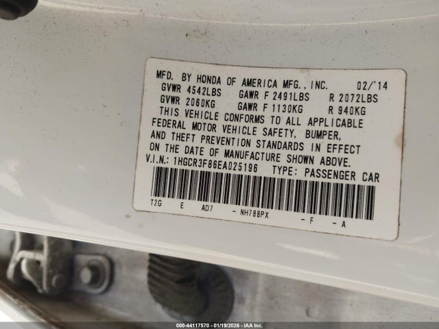 Honda Accord Ex-l V-6 2014 1HGCR3F86EA025196 Image 9