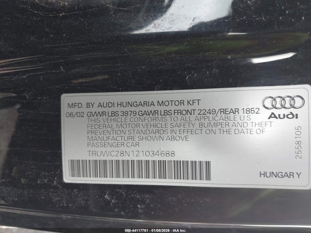 2002 AUDI TT TRUWC28N121034688 Photo 8