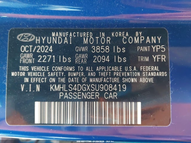 KMHLS4DGXSU908419 Hyundai Elantra Sel Convenience