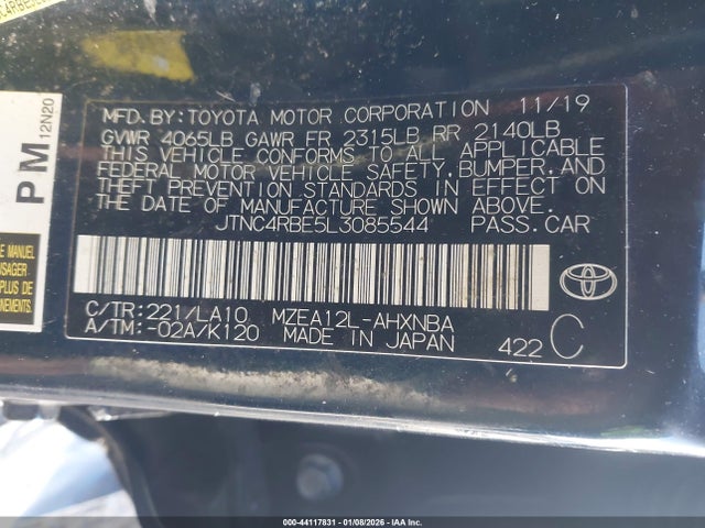 Toyota Corolla Xse 2020 JTNC4RBE5L3085544 Image 9