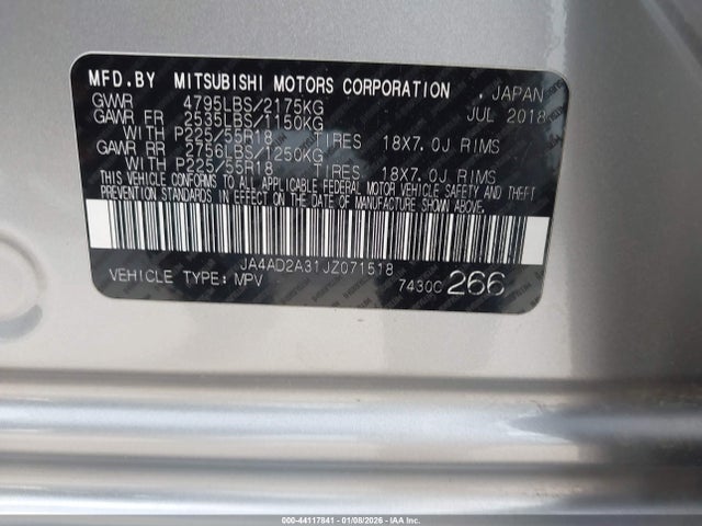 2018 MITSUBISHI OUTLANDER JA4AD2A31JZ071518 Photo 8