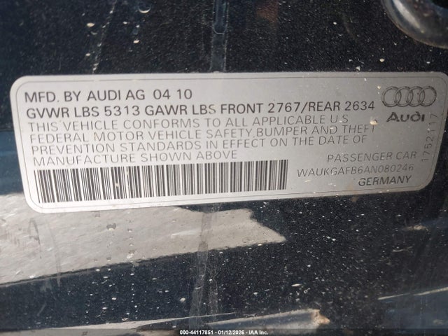 2010 AUDI A6 WAUKGAFB6AN080246 Photo 8