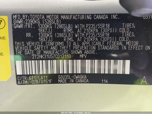 Продажа на аукционе авто 2007 Lexus Rx 350, vin: 2T2HK31U57C013113, номер лота: 44117902