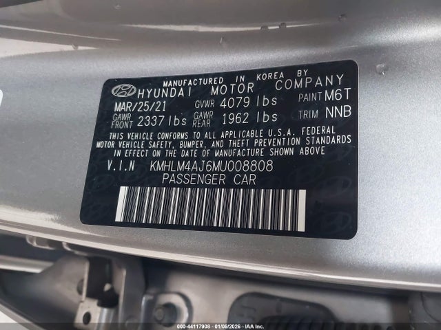 KMHLM4AJ6MU008808 Hyundai Elantra Hybrid Blue