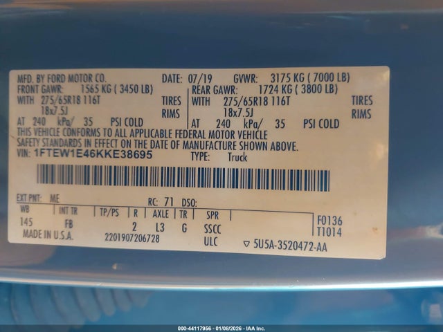 2019 FORD F-150 1FTEW1E46KKE38695 Photo 8