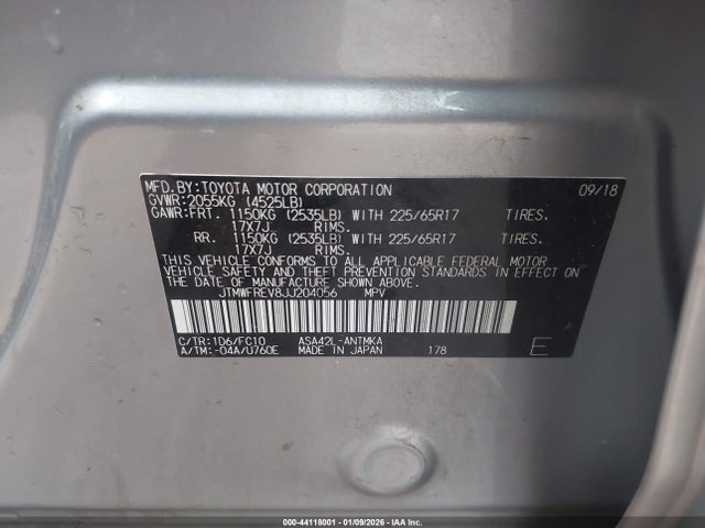 JTMWFREV8JJ204056 Toyota Rav4 Xle