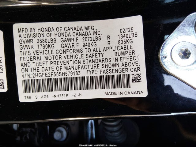 Honda Civic Sport 2025 2HGFE2F58SH579183 Image 9