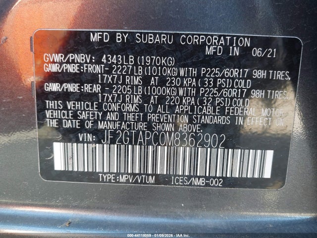 Subaru Crosstrek Premium 2021 JF2GTAPC0M8362902 Image 9
