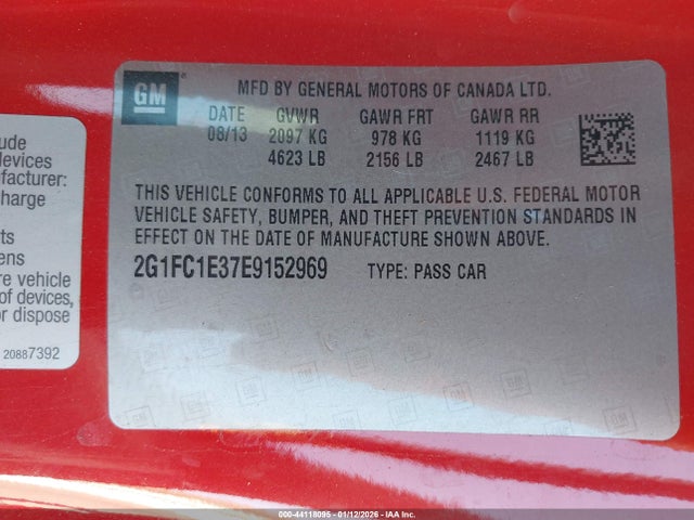 Chevrolet Camaro 2lt 2014 2G1FC1E37E9152969 Image 9