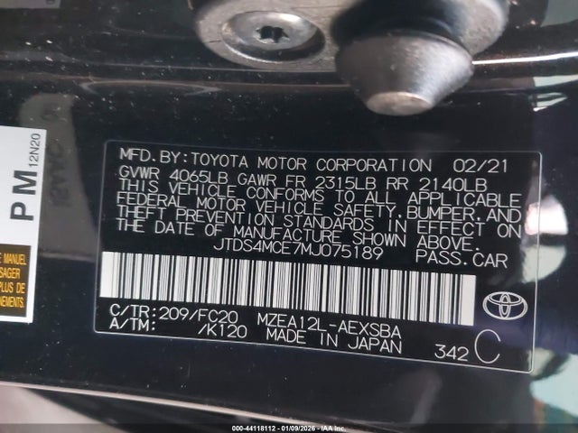 2021 TOYOTA COROLLA JTDS4MCE7MJ075189 Photo 8