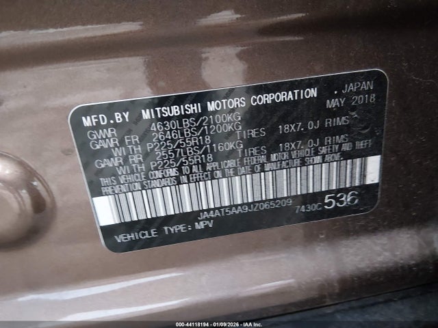 2018 MITSUBISHI ECLIPSE CROSS JA4AT5AA9JZ065209 Photo 8