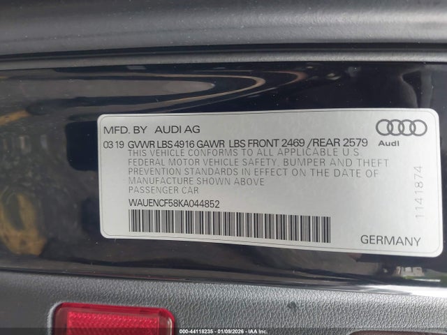 2019 AUDI A5 WAUENCF58KA044852 Photo 8