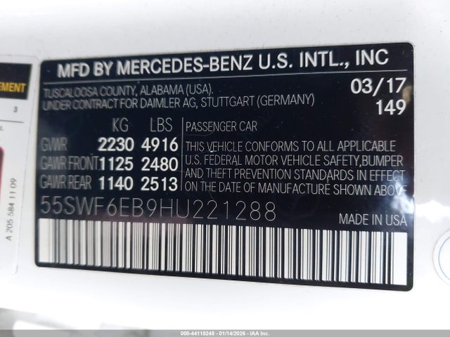 55SWF6EB9HU221288 Mercedes-Benz Amg C 43 4matic