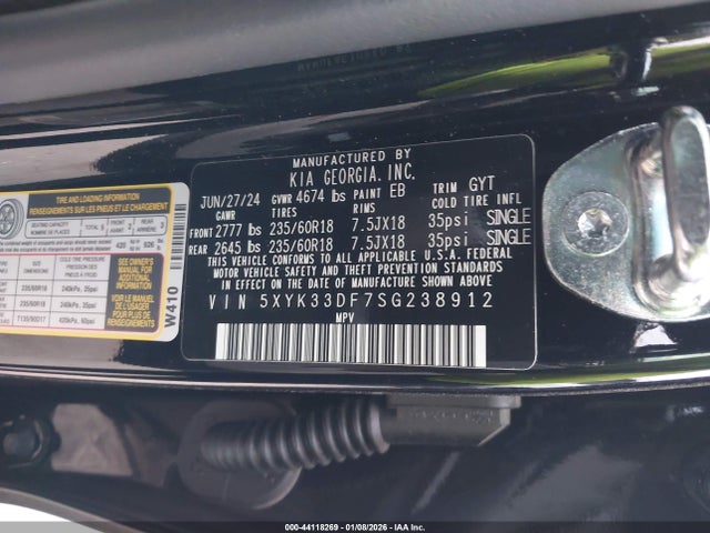 2025 Kia Sportage Ex მანქანა იყიდება აუქციონზე, vin: 5XYK33DF7SG238912, აუქციონის ნომერი: 44118269
