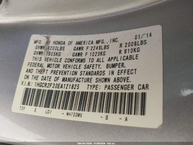 Aukcja sprzedaży 2014 Honda Accord Lx, vin: 1HGCR2F30EA121825, numer aukcji: 44118285