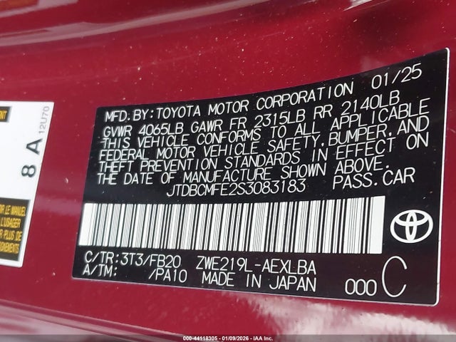 Toyota Corolla Hybrid Le 2025 JTDBCMFE2S3083183 Image 9