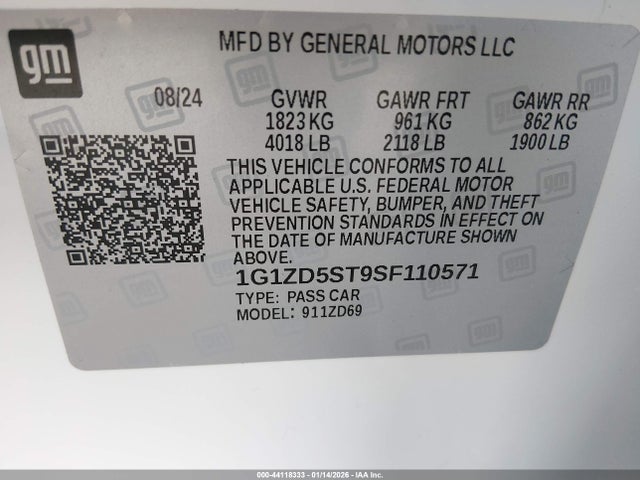 1G1ZD5ST9SF110571 Chevrolet Malibu Fwd 1lt