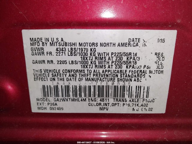 2015 MITSUBISHI OUTLANDER SPORT 4A4AP3AU7FE053642 Photo 8