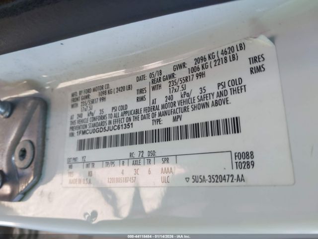 2018 FORD ESCAPE 1FMCU0GD5JUC61351 Photo 8