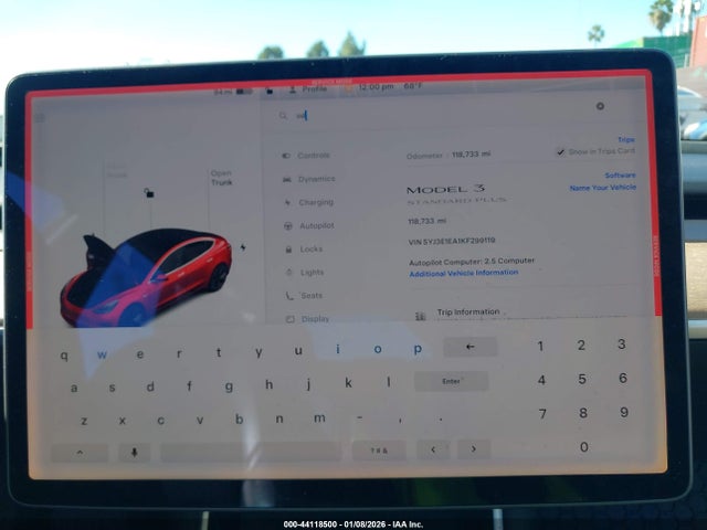 44118500 :رقم المزاد ، 5YJ3E1EA1KF299119 vin ، 2019 Tesla Model 3 Long Range/mid Range/standard Range/standard Range Plus مزاد بيع