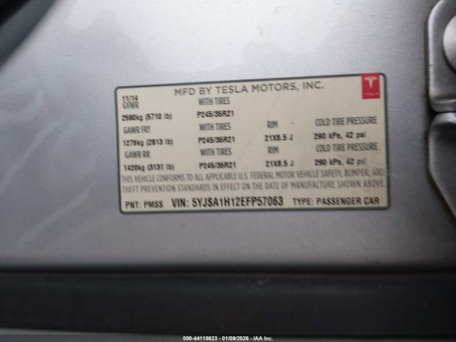 2014 TESLA MODEL S 5YJSA1H12EFP57063 Photo 8