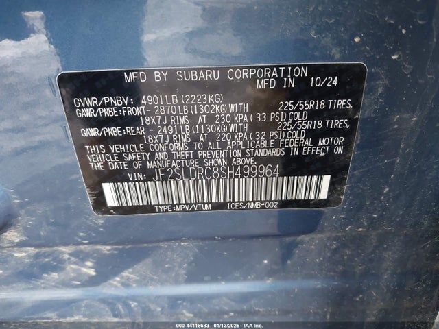 Aukcja sprzedaży 2025 Subaru Forester Limited, vin: JF2SLDRC8SH499964, numer aukcji: 44118683