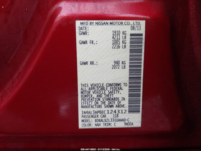 1N4AL3AP6EC124312 Nissan Altima 2.5 Sl