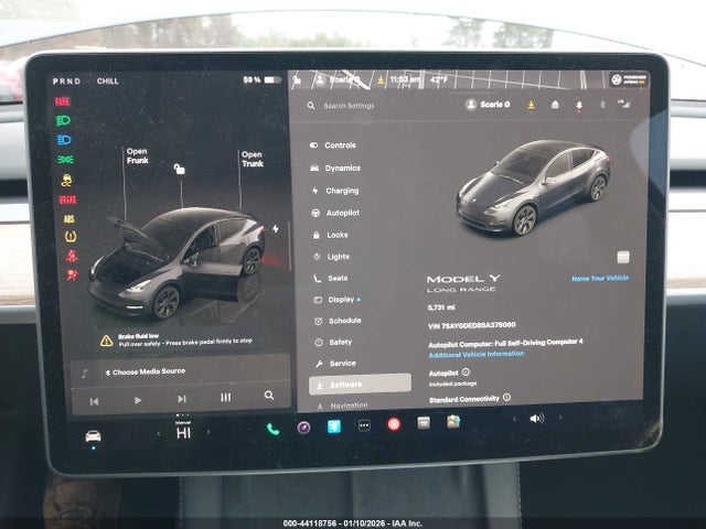 44118756 :رقم المزاد ، 7SAYGDED8SA375060 vin ، 2025 Tesla Model Y Long Range Dual Motor Rear-wheel Drive مزاد بيع