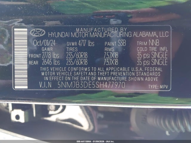 5NMJB3DE5SH477970 Hyundai TUCSON SEL