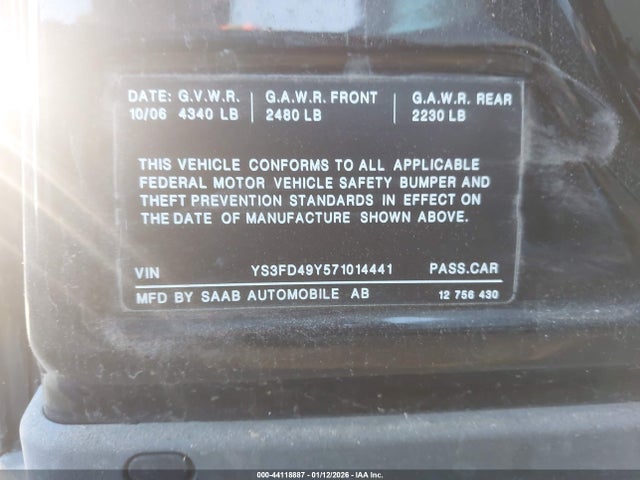 2007 SAAB 9-3 YS3FD49Y571014441 Photo 8