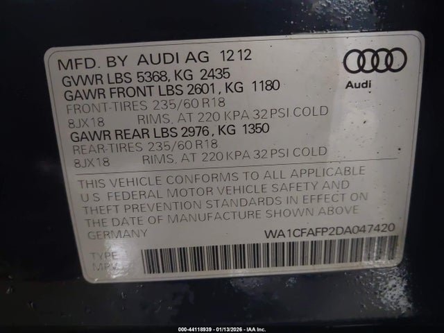 2013 AUDI Q5 WA1CFAFP2DA047420 Photo 8