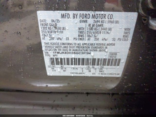 2025 FORD EXPLORER 1FMUK8DH3SGC30194 Photo 8