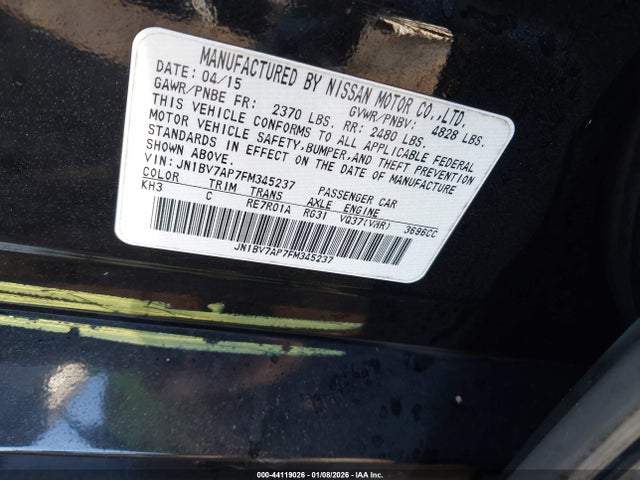 Aukcja sprzedaży 2015 Infiniti Q50 Premium, vin: JN1BV7AP7FM345237, numer aukcji: 44119026