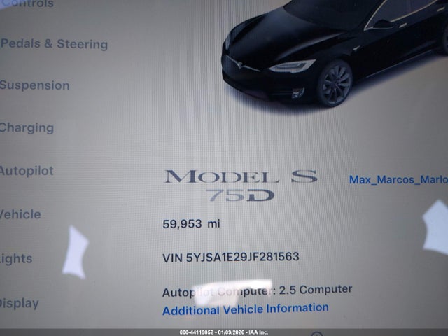 Tesla Model S 100d/75d/p100d 2018 5YJSA1E29JF281563 Image 16
