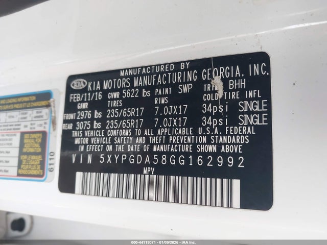 2016 KIA SORENTO 5XYPGDA58GG162992 Photo 8