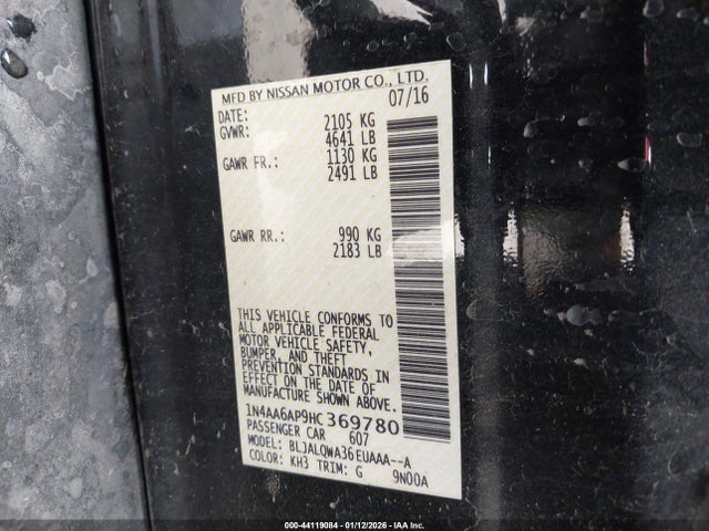 Nissan Maxima 3.5 S 2017 1N4AA6AP9HC369780 Image 9