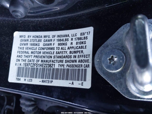 Honda Civic Lx 2017 19XFC2F51HE223621 Image 9