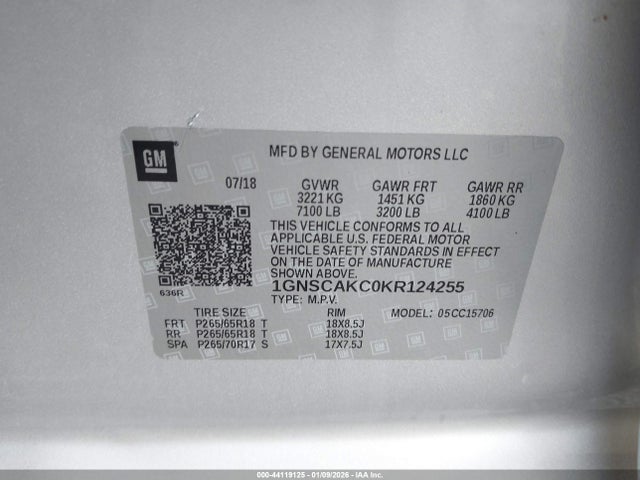 Chevrolet Tahoe Ls 2019 1GNSCAKC0KR124255 Image 9