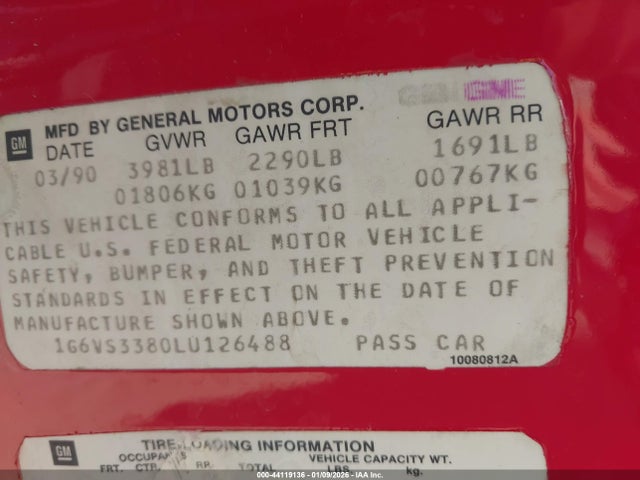 1990 CADILLAC ALLANTE 1G6VS3380LU126488 Photo 8