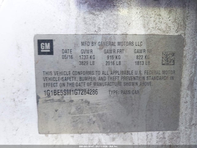 Chevrolet Cruze Lt Auto 2016 1G1BE5SM1G7284286 Image 9
