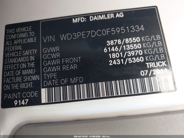 Mercedes-Benz Sprinter 2500 Normal Roof 2015 WD3PE7DC0F5951334 Image 9