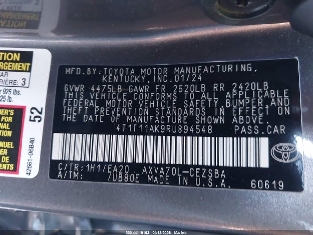 4T1T11AK9RU894548 Toyota CAMRY SE