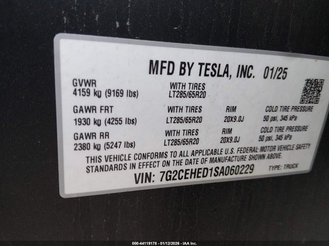 2025 TESLA CYBERTRUCK 7G2CEHED1SA060229 Photo 8