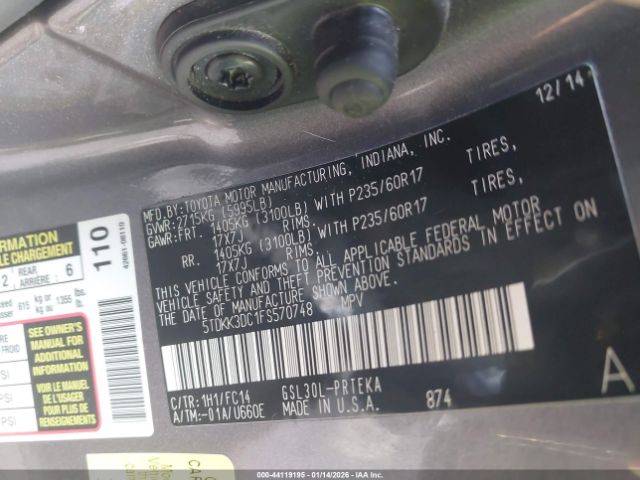 2015 TOYOTA SIENNA 5TDKK3DC1FS570748 Photo 8