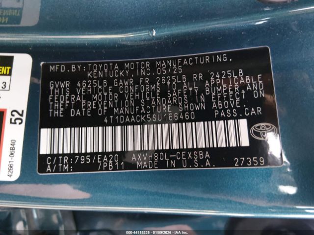 2025 TOYOTA CAMRY 4T1DAACK5SU166460 Photo 8