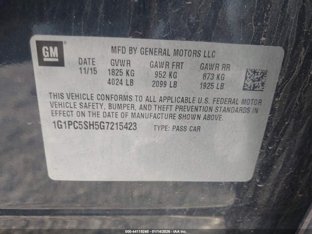 1G1PC5SH5G7215423 Chevrolet Cruze Limited Ls Auto
