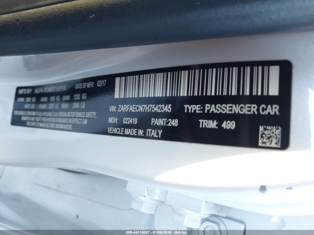 2017 ALFA ROMEO GIULIA ZARFAECN7H7542345 Photo 8