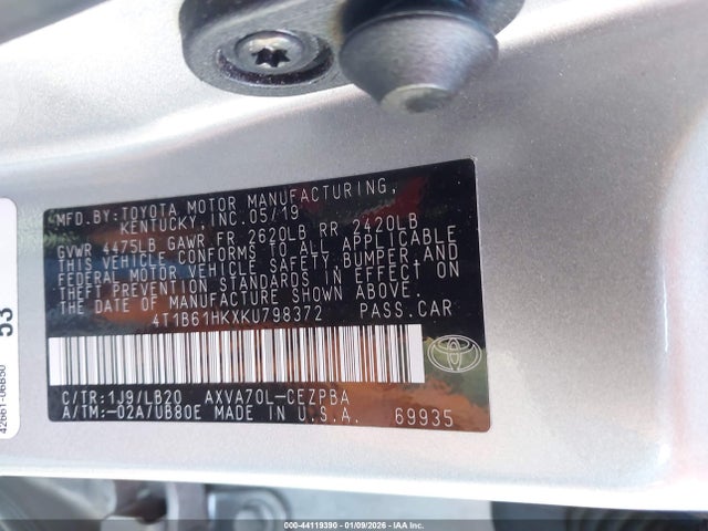 4T1B61HKXKU798372 Toyota CAMRY XSE