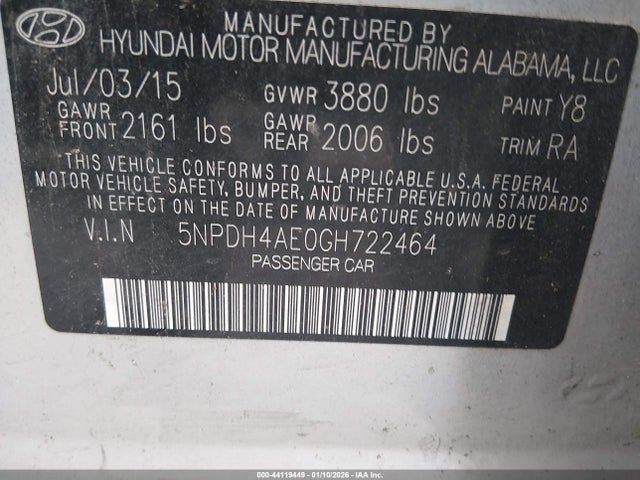 Hyundai ELANTRA SE 2016 5NPDH4AE0GH722464 Image 9